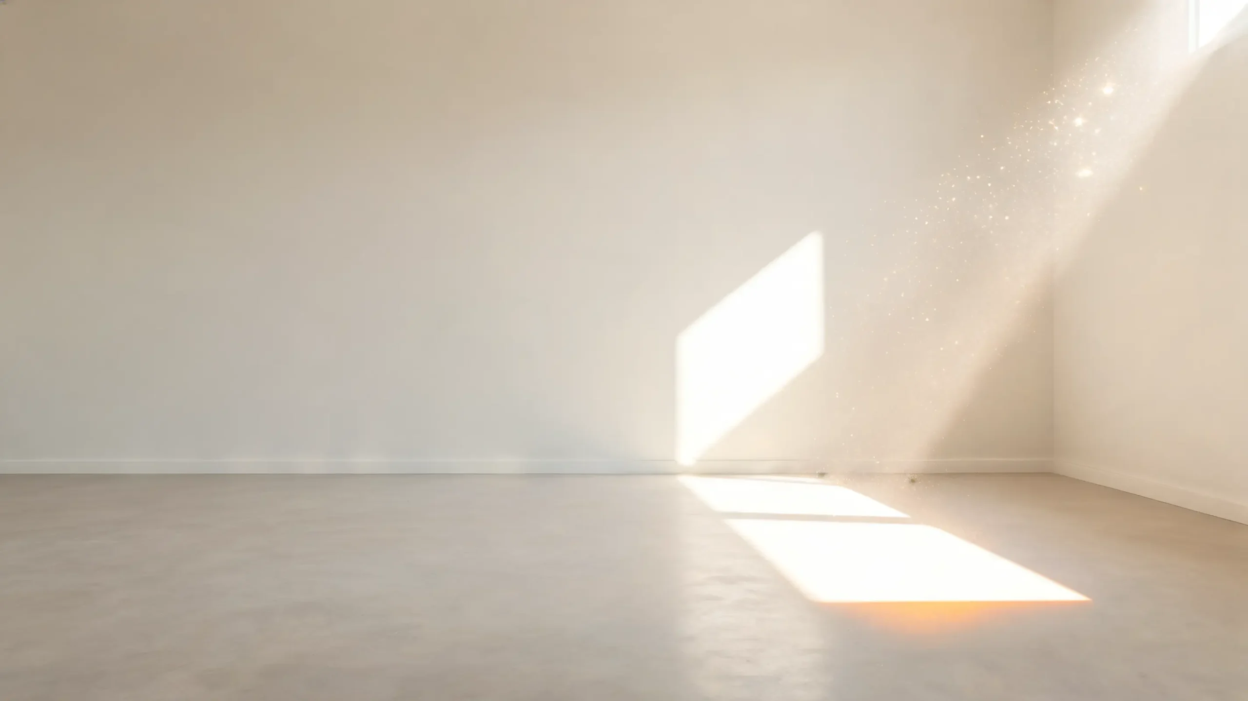 Fascio di luce naturale che proietta rettangoli luminosi su una parete bianca